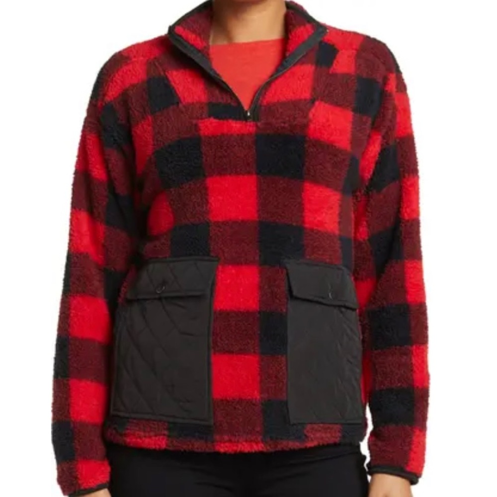 NWT Como Vintage Wubby Faux Fur Half Zip Dual Woven Pocket Jacket